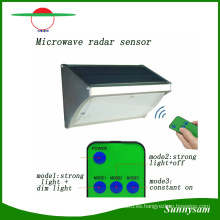1000lm 56 LED microondas radar sensor de control remoto de pared montado inalámbrico jardín solar de luz